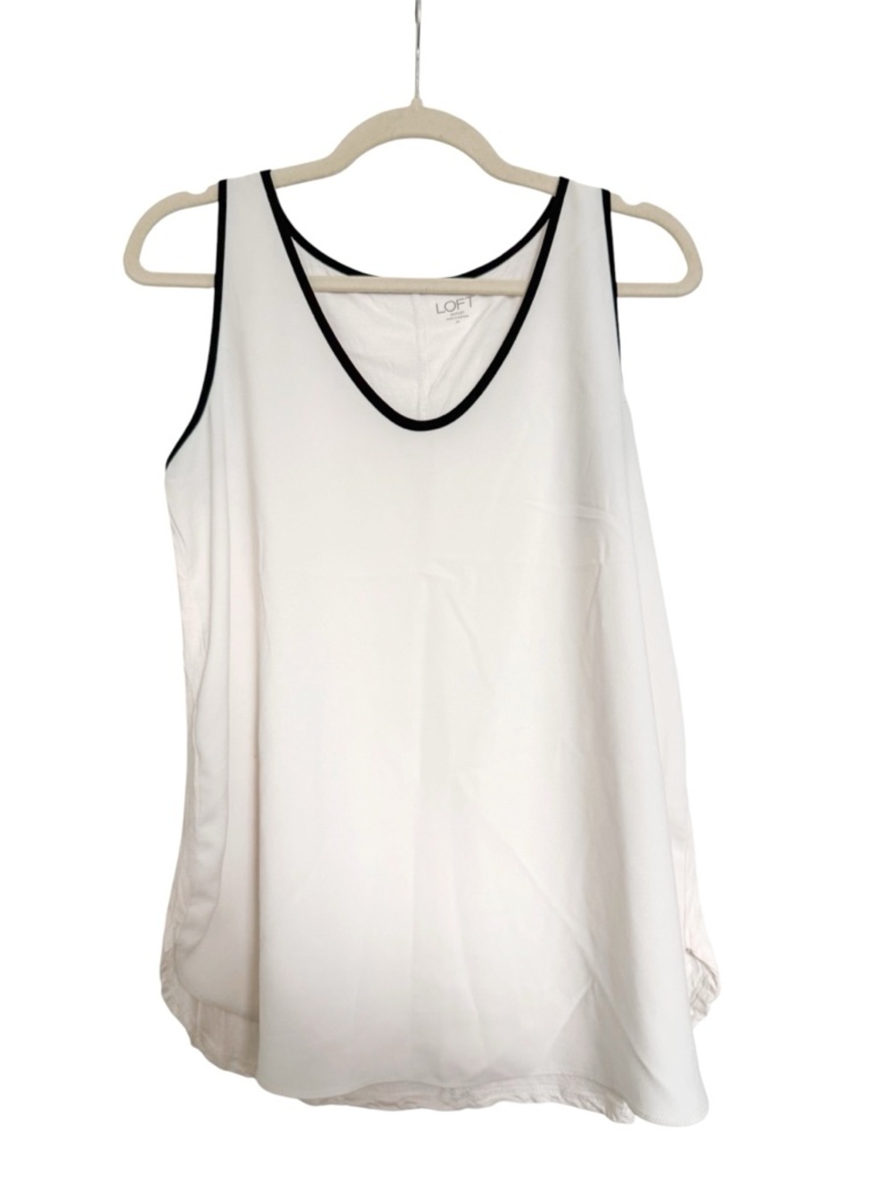 LOFT White and Black Trim Tank Top